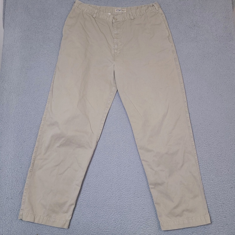 Vintage Old Navy Khaki Pants Baggy Y2K Beige 38x32 Loose Straight Cotton Utility